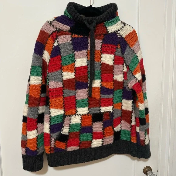 Marni wool crochet patch multicolor pullover hoodie w/ pouch - 46/ US men sm - Picture 5 of 16